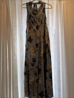 Vince Blue Floral Cowl-Neck Maxi Dress